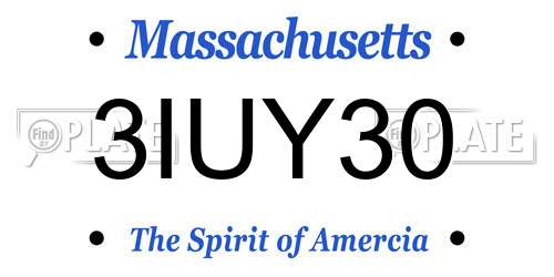 3IUY30 Massachusetts License Plate