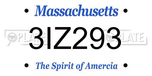 3IZ293 Massachusetts License Plate