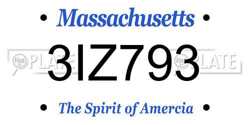 3IZ793 Massachusetts License Plate