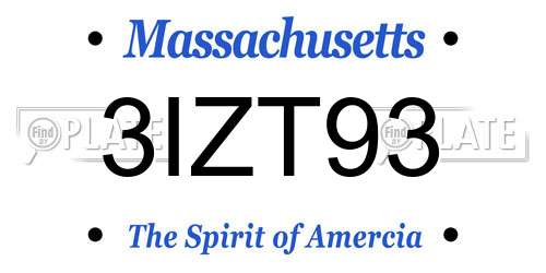 3IZT93 Massachusetts License Plate