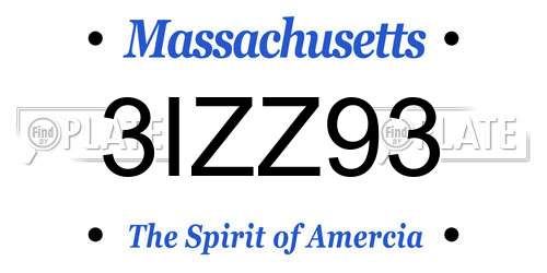 3IZZ93 Massachusetts License Plate