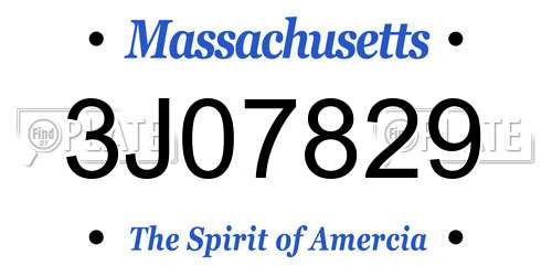 3J07829 Massachusetts License Plate