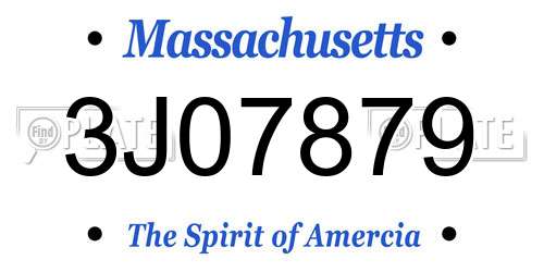 3J07879 Massachusetts License Plate