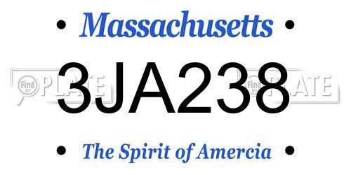 3JA238 Massachusetts License Plate