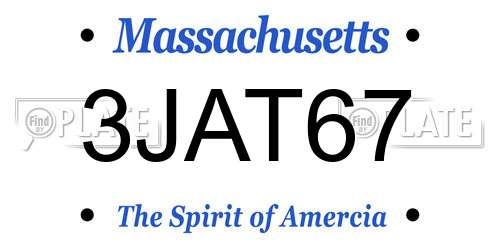 3JAT67 Massachusetts License Plate