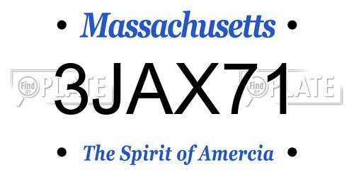 3JAX71 Massachusetts License Plate