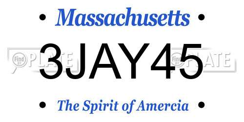 3JAY45 Massachusetts License Plate