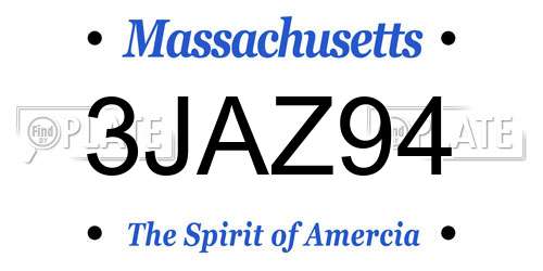 3JAZ94 Massachusetts License Plate