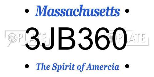 3JB360 Massachusetts License Plate