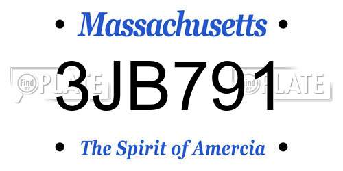 3JB791 Massachusetts License Plate