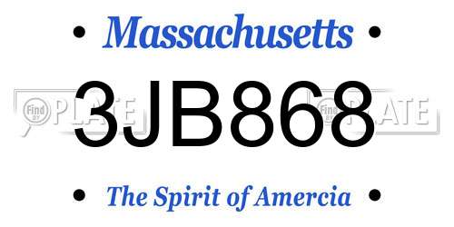 3JB868 Massachusetts License Plate