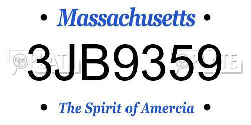 3JB9359 Massachusetts License Plate