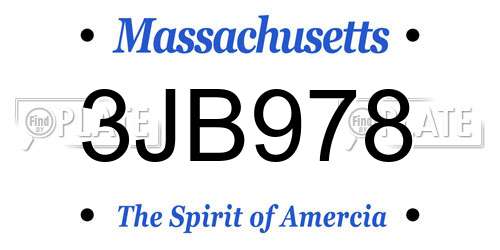 3JB978 Massachusetts License Plate