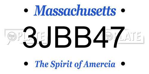 3JBB47 Massachusetts License Plate