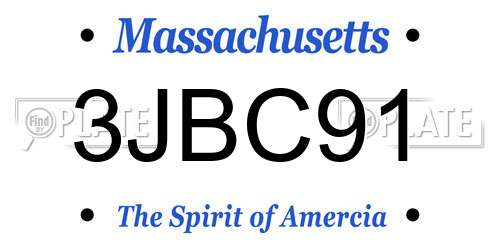 3JBC91 Massachusetts License Plate