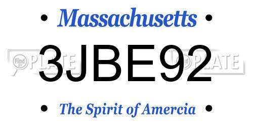 3JBE92 Massachusetts License Plate