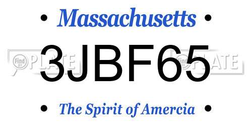 3JBF65 Massachusetts License Plate