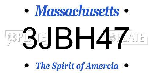 3JBH47 Massachusetts License Plate