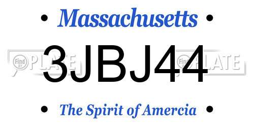 3JBJ44 Massachusetts License Plate