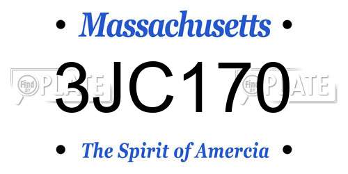 3JC170 Massachusetts License Plate