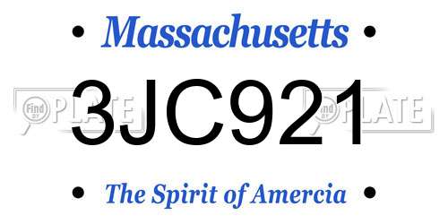 3JC921 Massachusetts License Plate