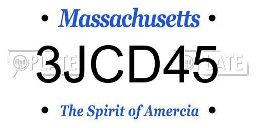 3JCD45 Massachusetts License Plate
