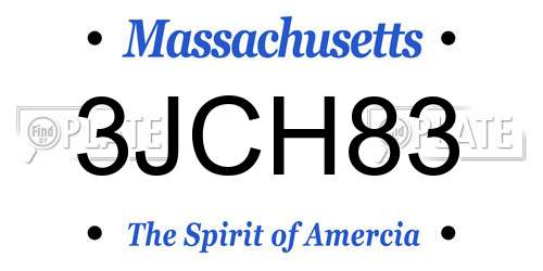 3JCH83 Massachusetts License Plate