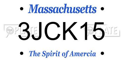 3JCK15 Massachusetts License Plate