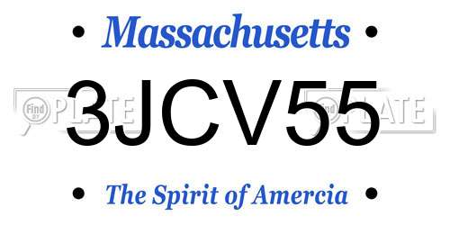 3JCV55 Massachusetts License Plate