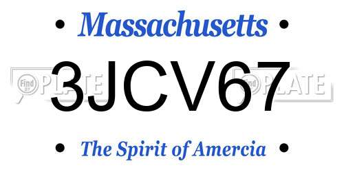 3JCV67 Massachusetts License Plate