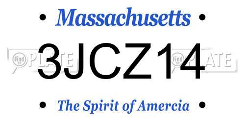 3JCZ14 Massachusetts License Plate