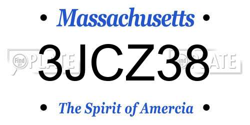 3JCZ38 Massachusetts License Plate