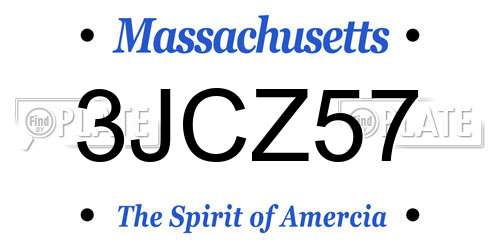 3JCZ57 Massachusetts License Plate