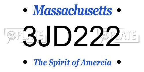 3JD222 Massachusetts License Plate