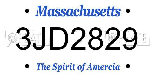 3JD2829 Massachusetts License Plate