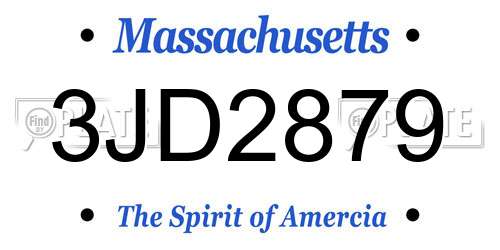 3JD2879 Massachusetts License Plate