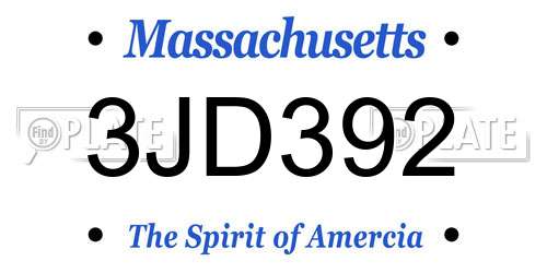 3JD392 Massachusetts License Plate