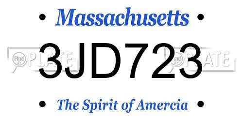 3JD723 Massachusetts License Plate
