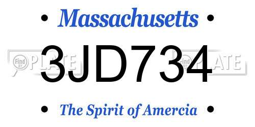 3JD734 Massachusetts License Plate