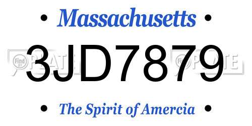 3JD7879 Massachusetts License Plate