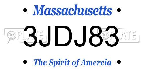 3JDJ83 Massachusetts License Plate