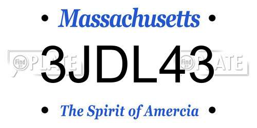 3JDL43 Massachusetts License Plate