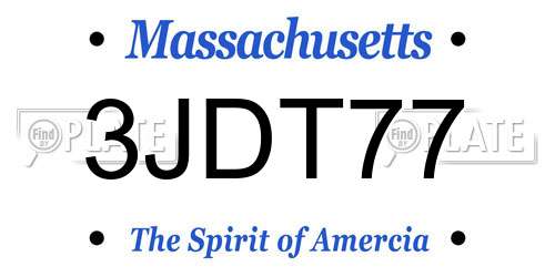 3JDT77 Massachusetts License Plate