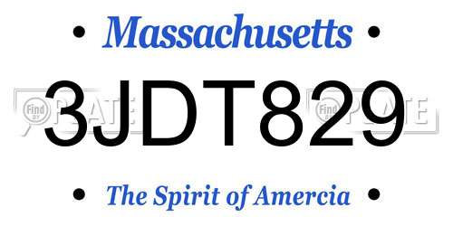 3JDT829 Massachusetts License Plate