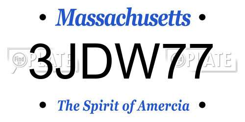 3JDW77 Massachusetts License Plate