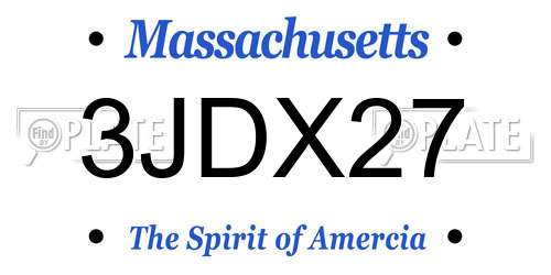 3JDX27 Massachusetts License Plate