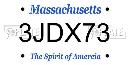 3JDX73 Massachusetts License Plate