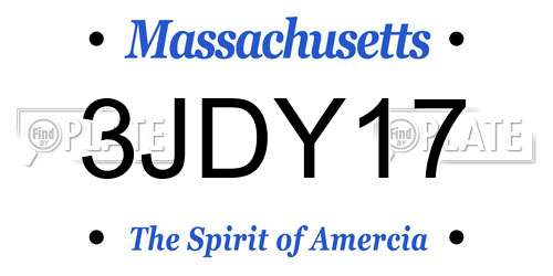 3JDY17 Massachusetts License Plate