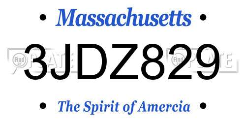 3JDZ829 Massachusetts License Plate