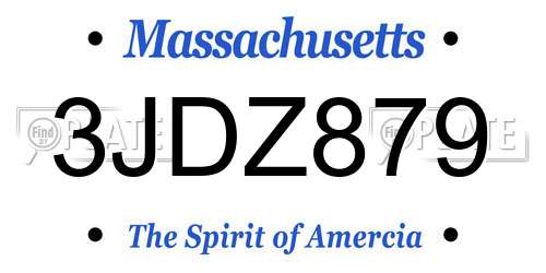3JDZ879 Massachusetts License Plate